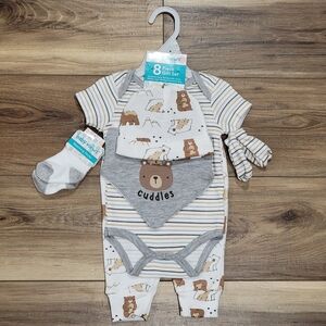Gray and White Baby Bear 8 Piece Gift Set, NWT